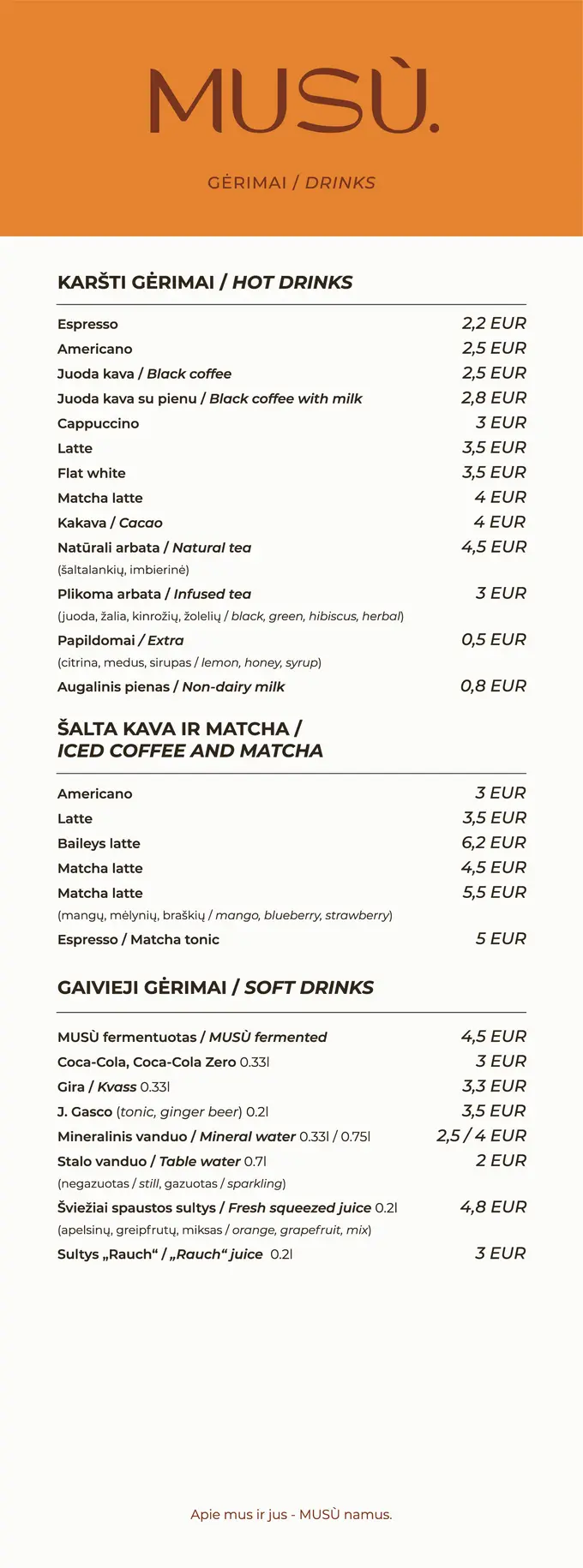 Musu gėrimų meniu