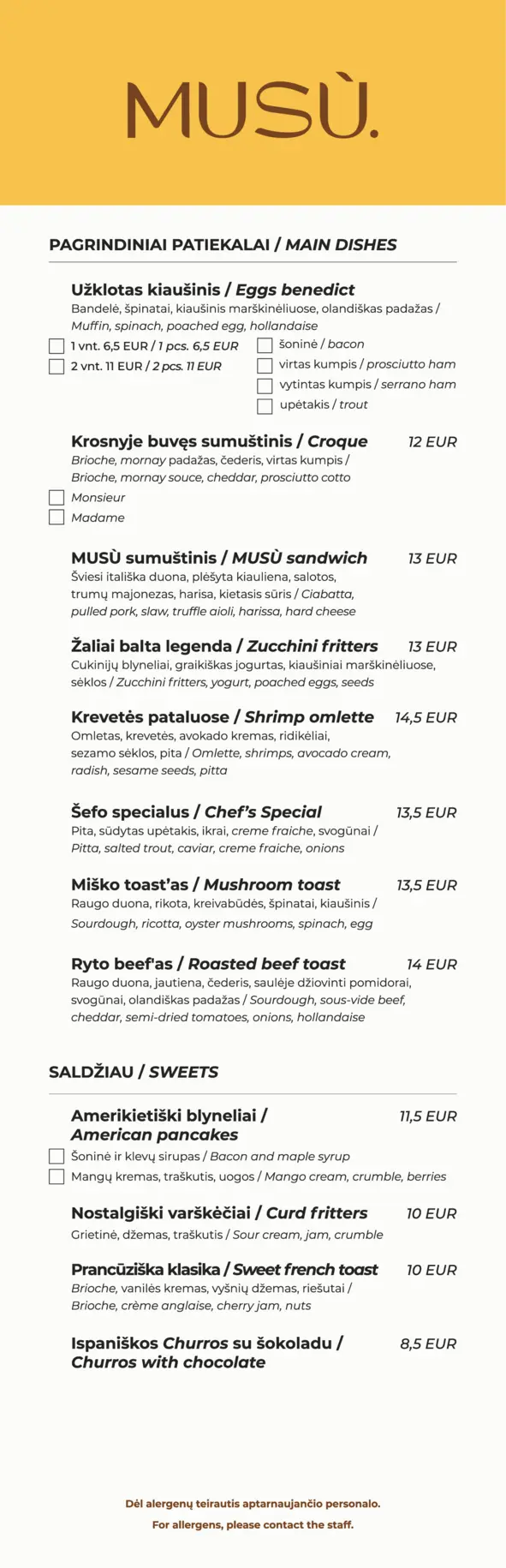 Musu brunch maisto meniu 2
