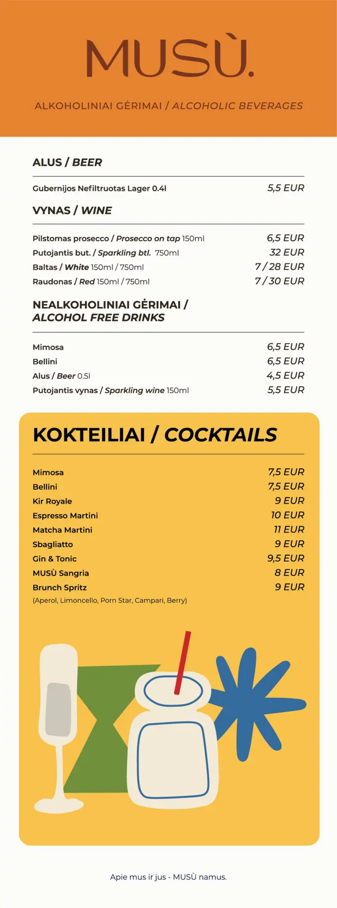 Musu gėrimų meniu