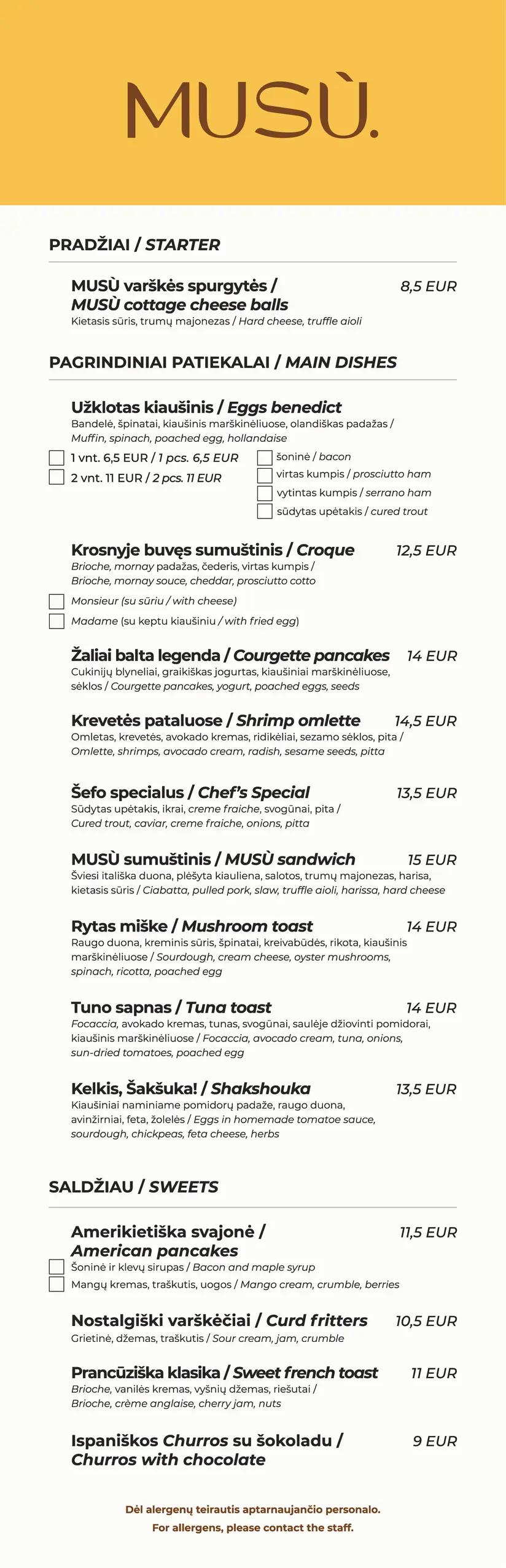 Musu brunch pagrindiniai